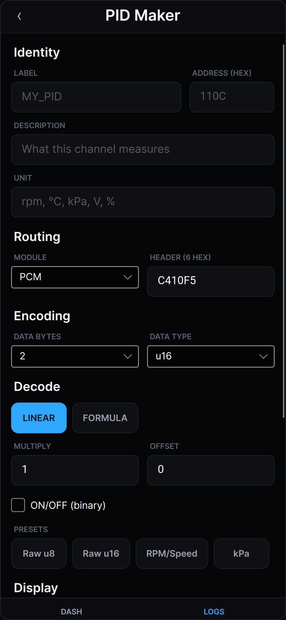 PID Maker form